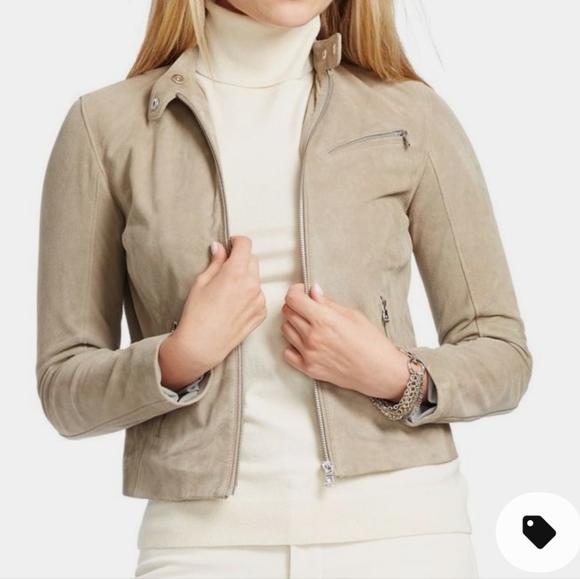 Lauren Ralph Lauren Jackets & Blazers - WOMENS LAUREN RALPH LAUREN GOAT LEATHER SUEDE BIKER JACKET SIZE 8P